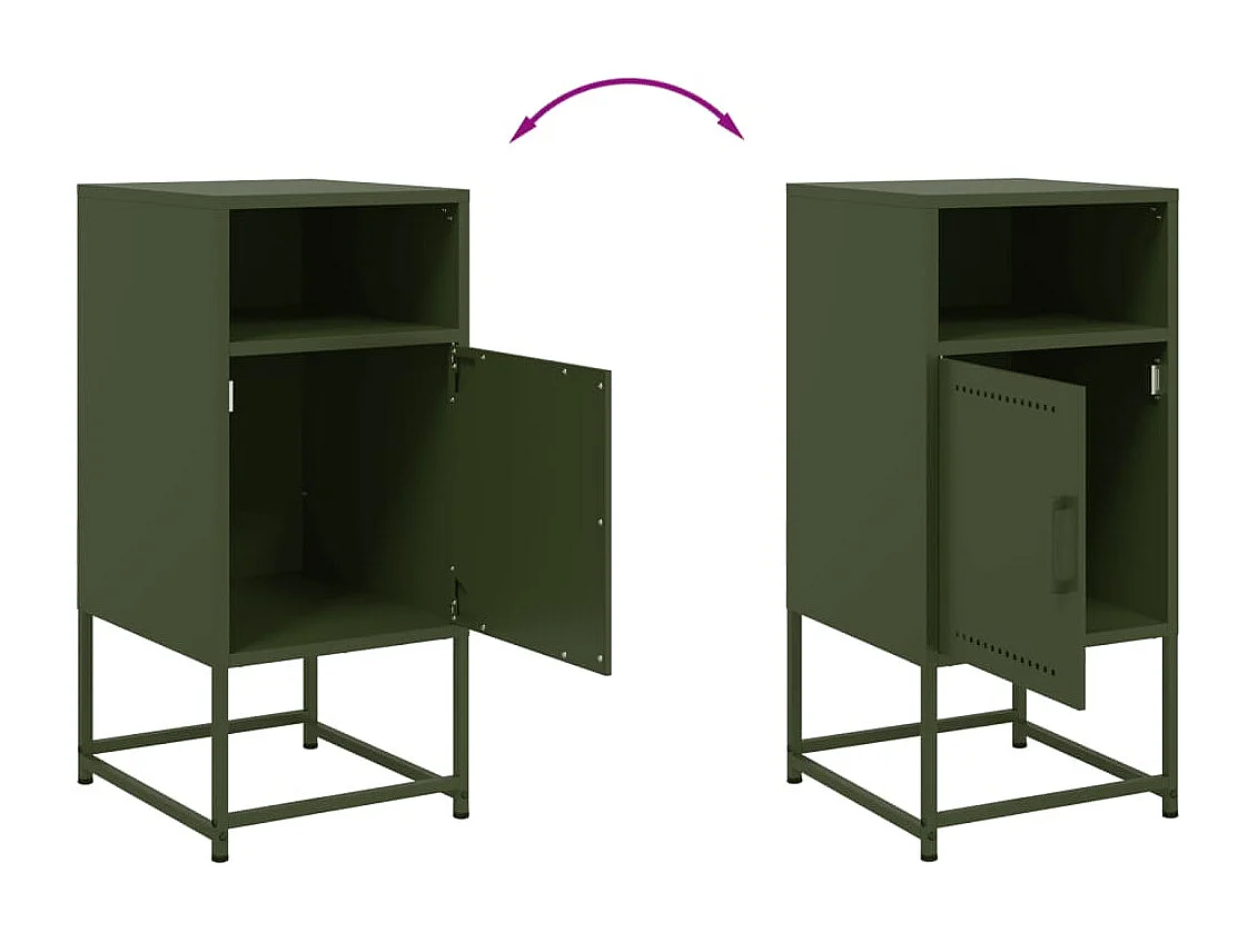 Tables de chevet 2 pièces vert olive 36x39x78 cm acier