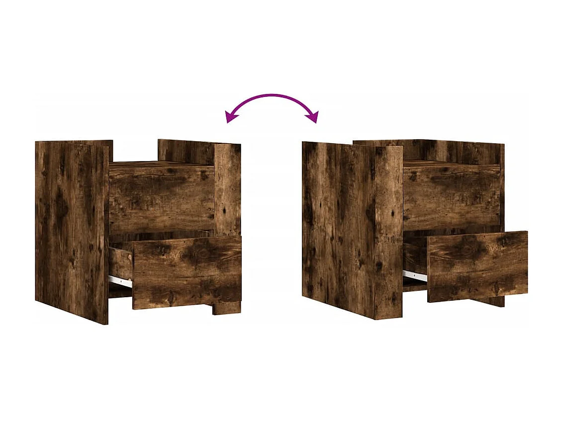 Table de chevet chêne fumé 45x50x50 cm bois d'ingénierie