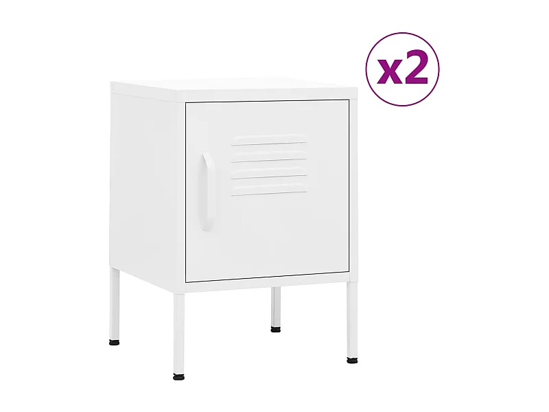 Tables de chevet 2 pièces Blanc 35x35x51 cm Acier