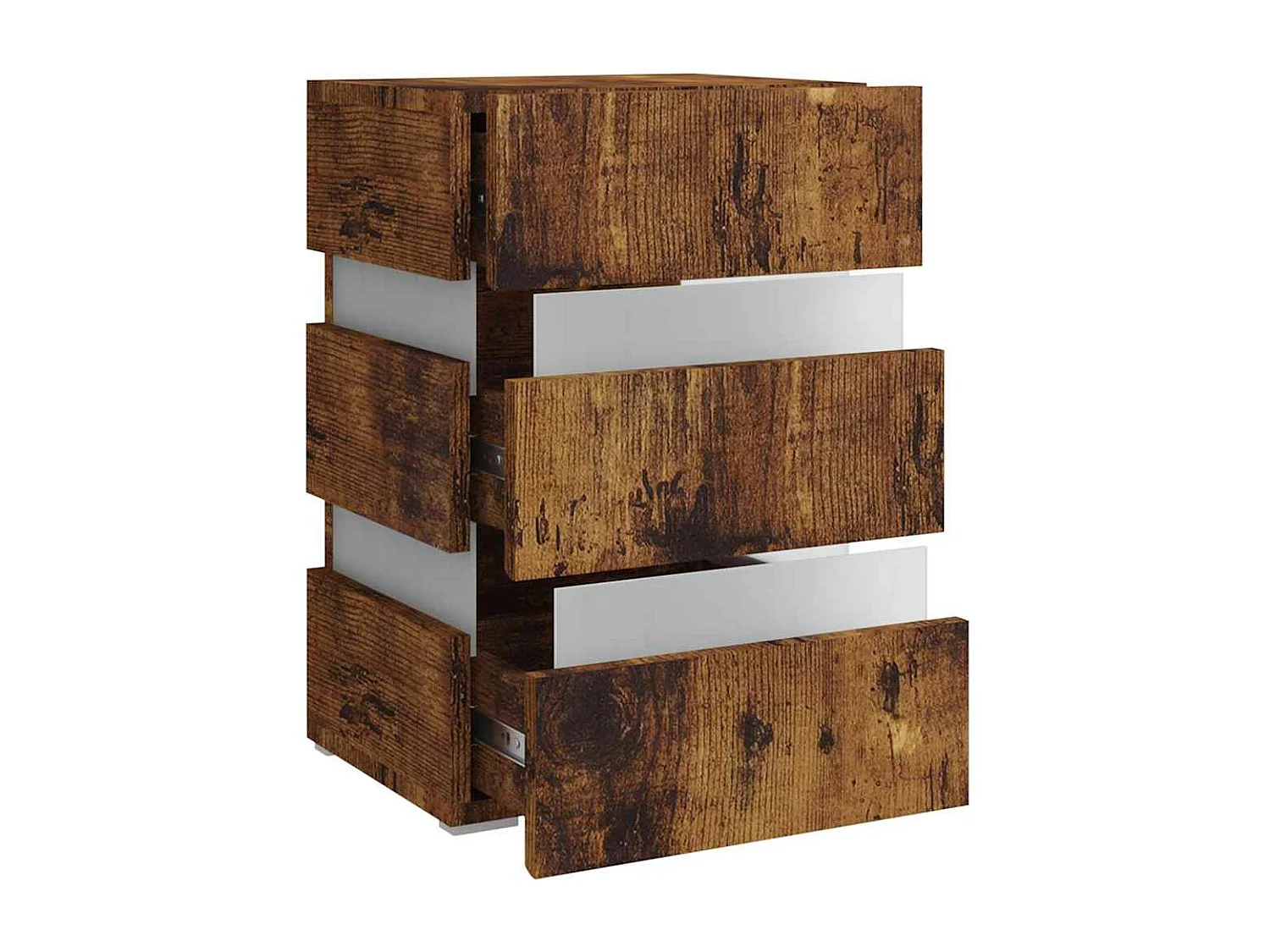 Table de chevet à LED chêne fumé 45x35x67 cm bois d'ingénierie