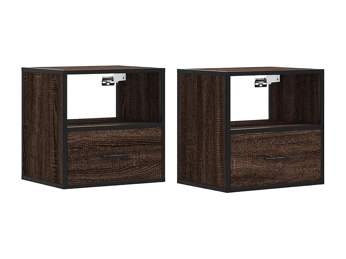 Tables de chevet murales 2 pièces chêne marron 40x31x39,5 cm