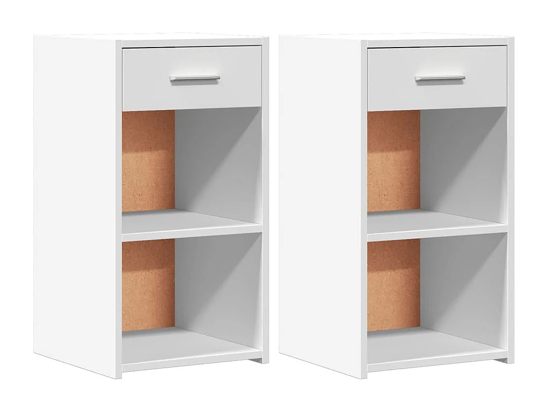Tables de chevet 2 pièces blanc 35x34x65 cm bois d'ingénierie