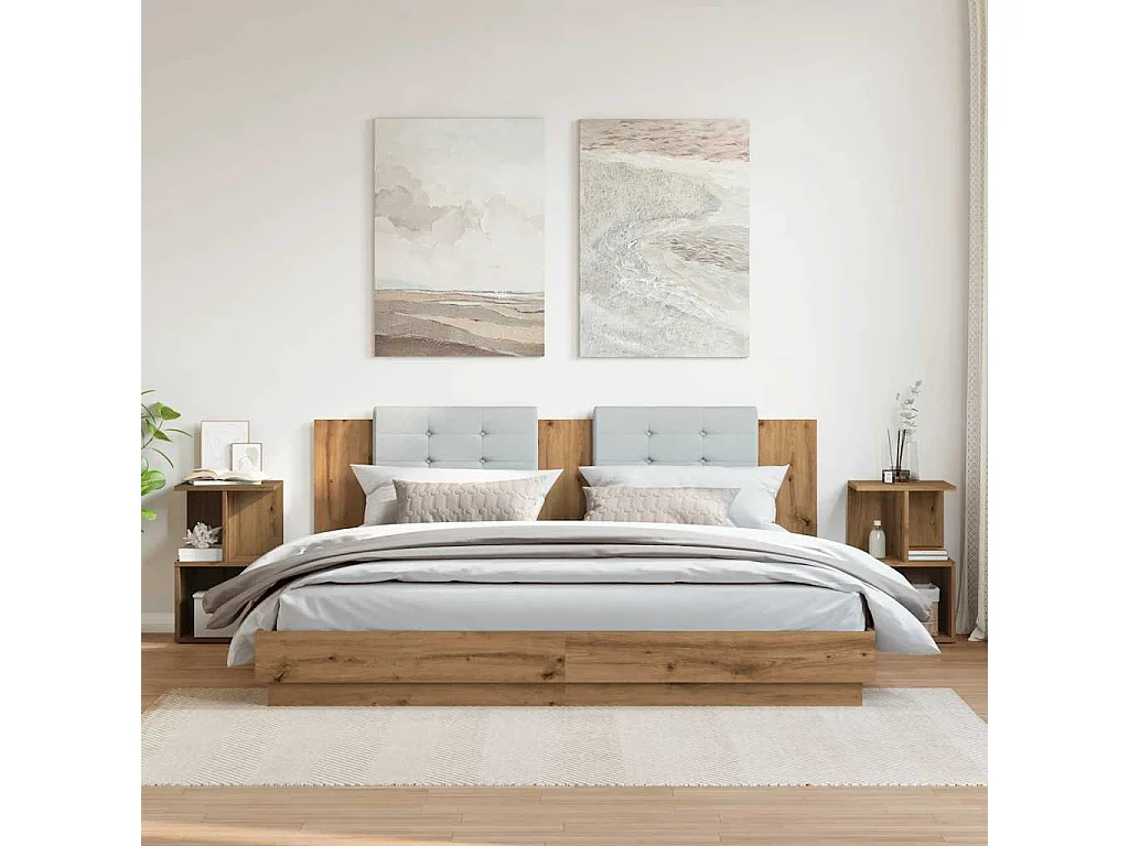 Mesitas de noche 2 unidades madera roble artisan 35x35x55 cm