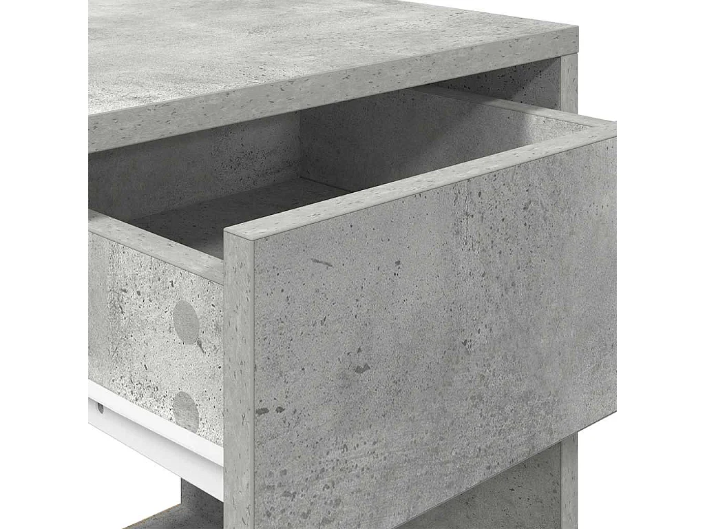 Table de chevet avec tiroir gris béton 35x34x66,5 cm