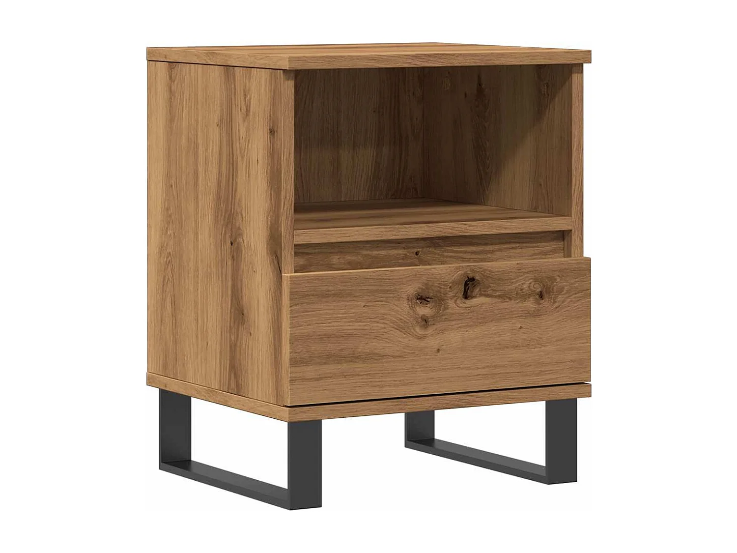 Table de chevet chêne artisanal 40x35x50 cm bois d’ingénierie