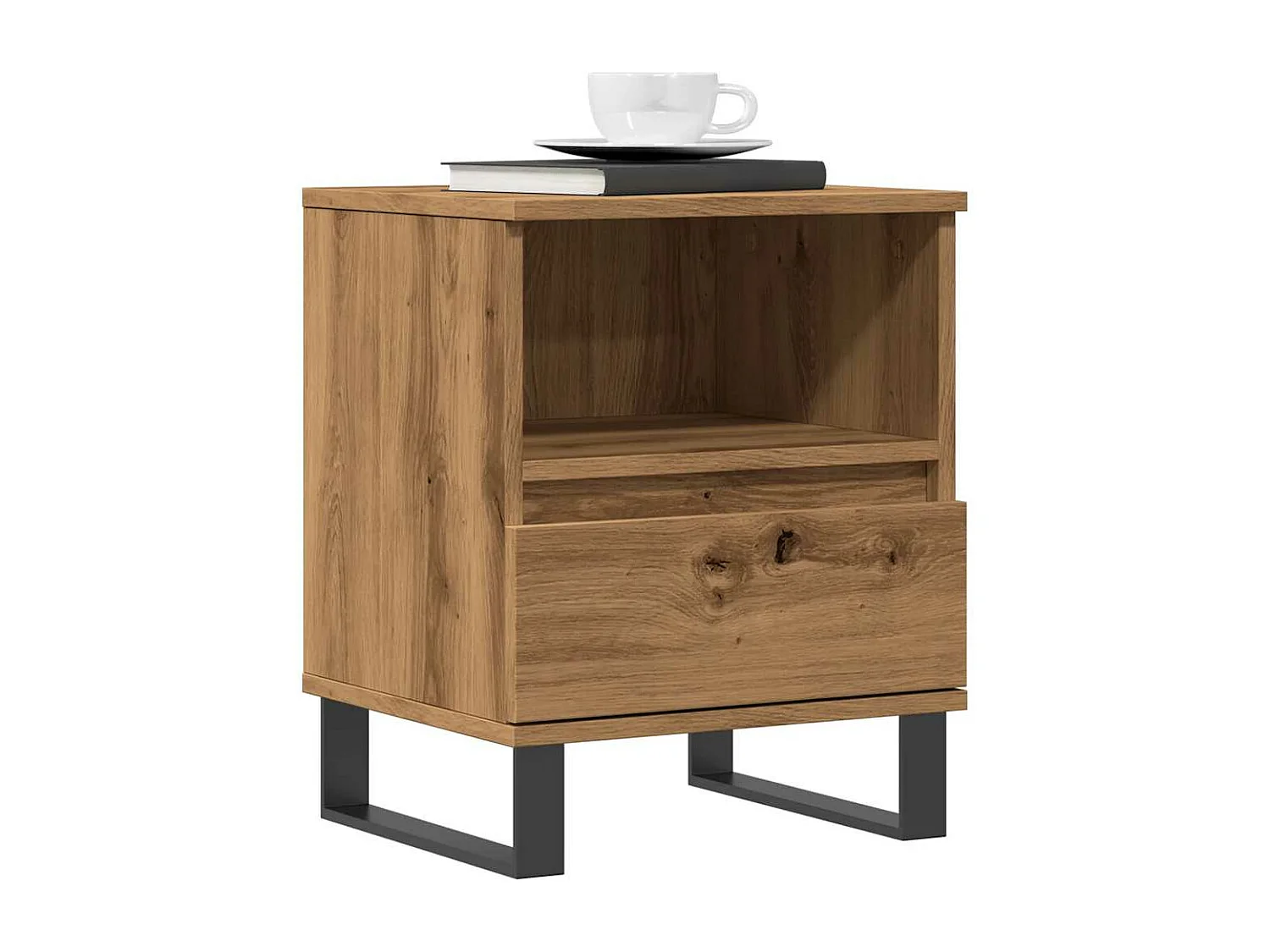 Table de chevet chêne artisanal 40x35x50 cm bois d’ingénierie