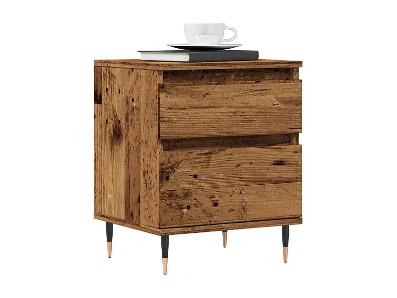 Nachtkastje 40x35x50 cm bewerkt hout oud houtkleurig