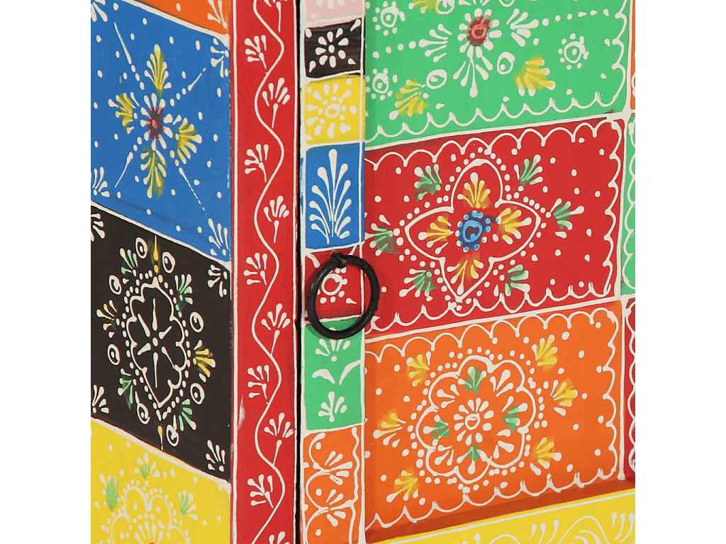 Mesilla de noche 2unidades Multicolor 40x35x45cm Madera maciza Mango