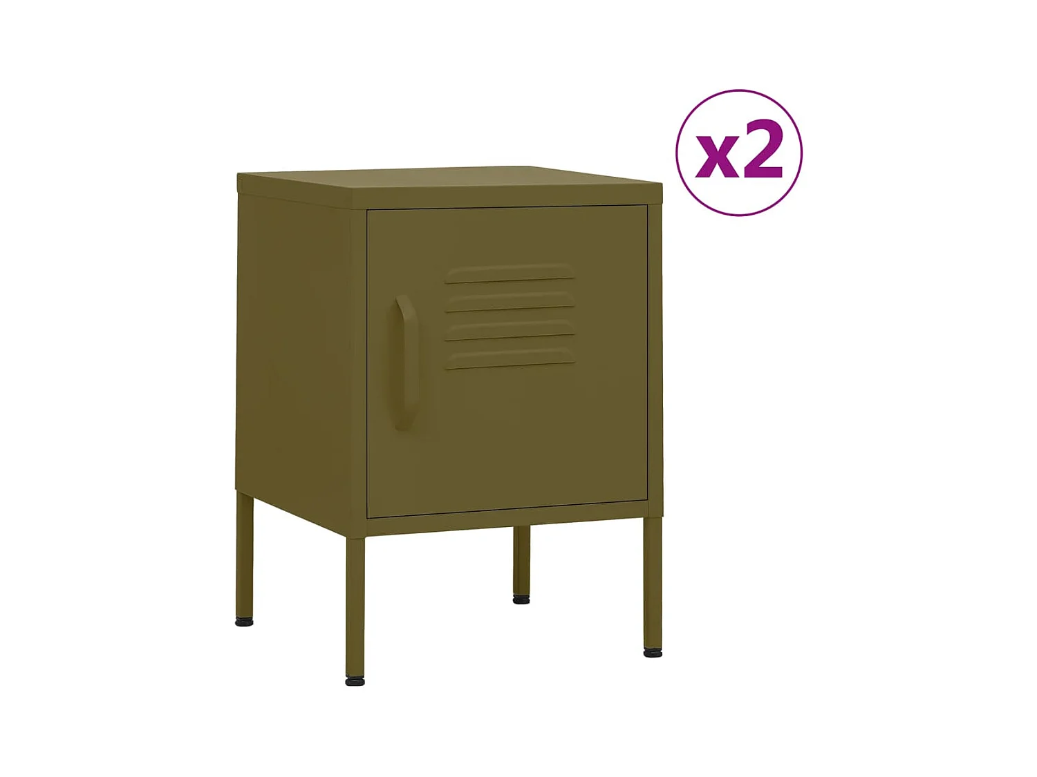 Tables de chevet 2 pièces Vert olive 35x35x51 cm Acier