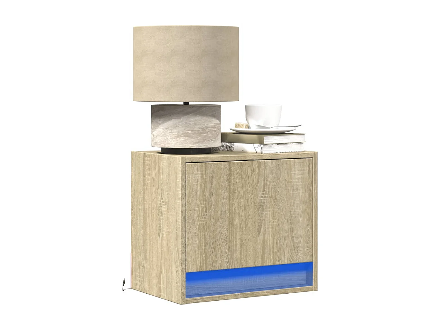Table de chevet murale avec lumières LED chêne sonoma