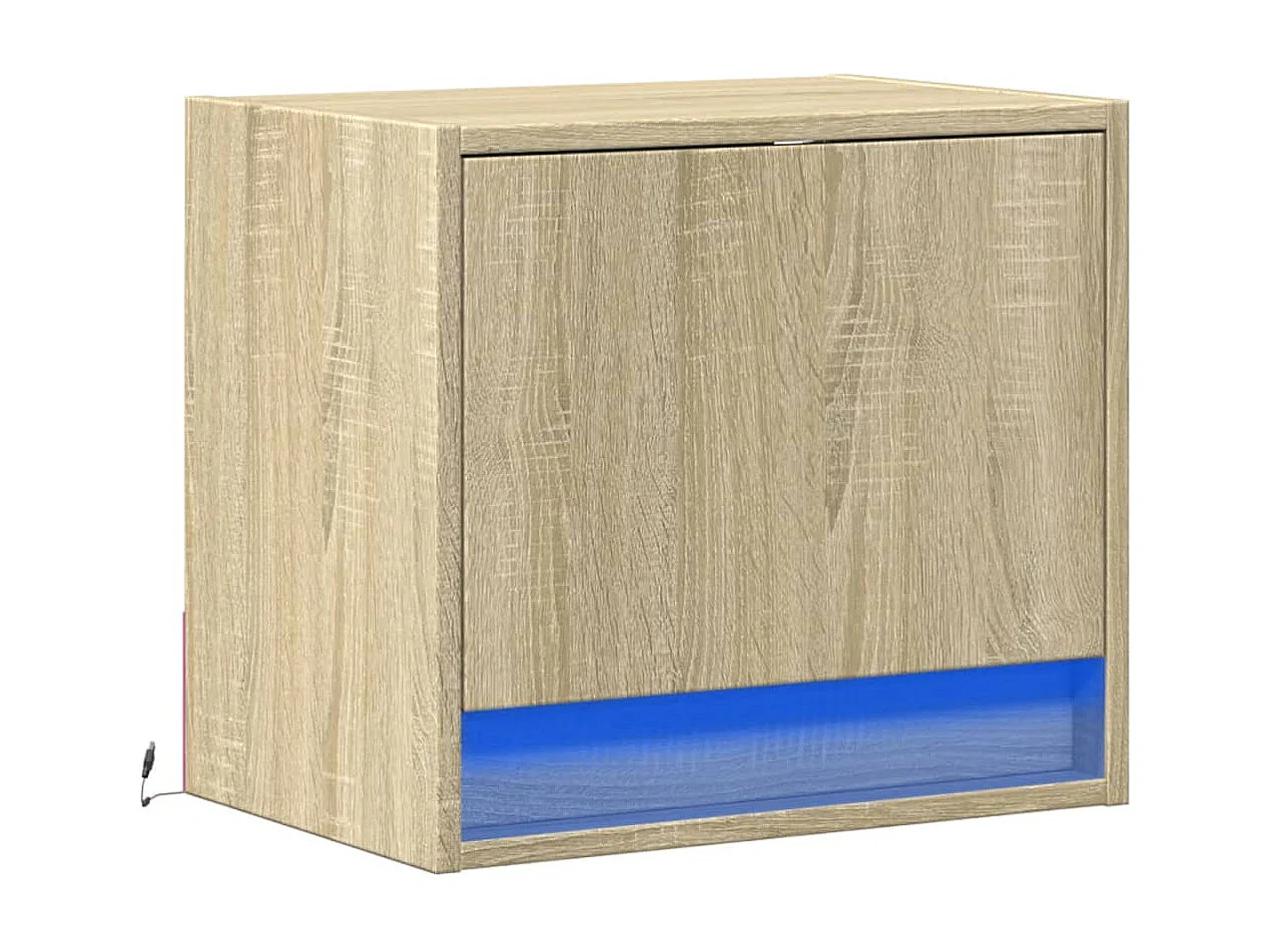 Table de chevet murale avec lumières LED chêne sonoma