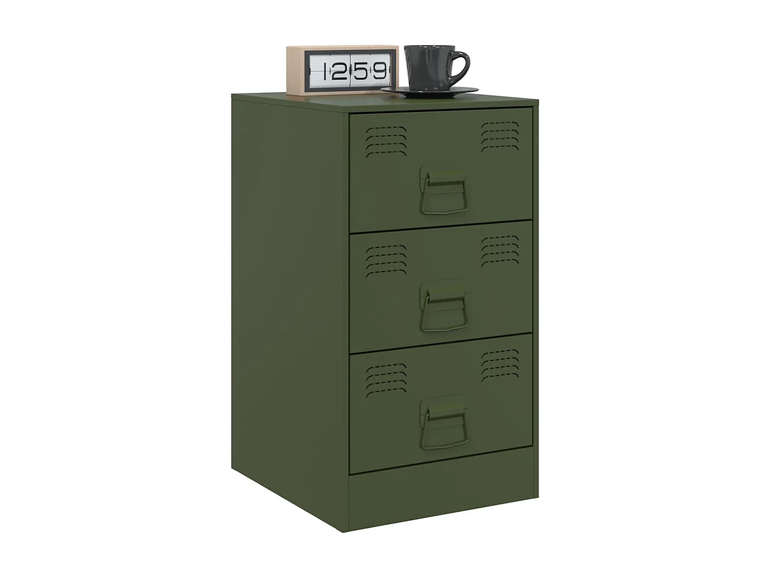 Table de chevet vert olive 34,5x39x62 cm acier