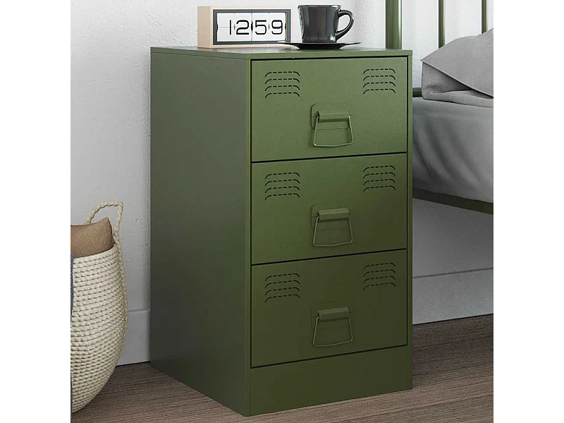 Mesa de cabeceira 34,5x39x62 cm aço verde azeitona