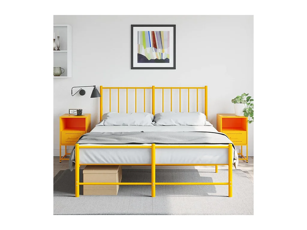 Tables de chevet 2 pièces jaune moutarde 36x39x60,5 cm acier
