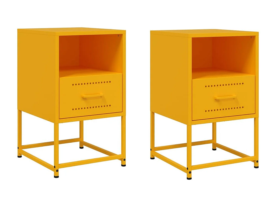 Tables de chevet 2 pièces jaune moutarde 36x39x60,5 cm acier