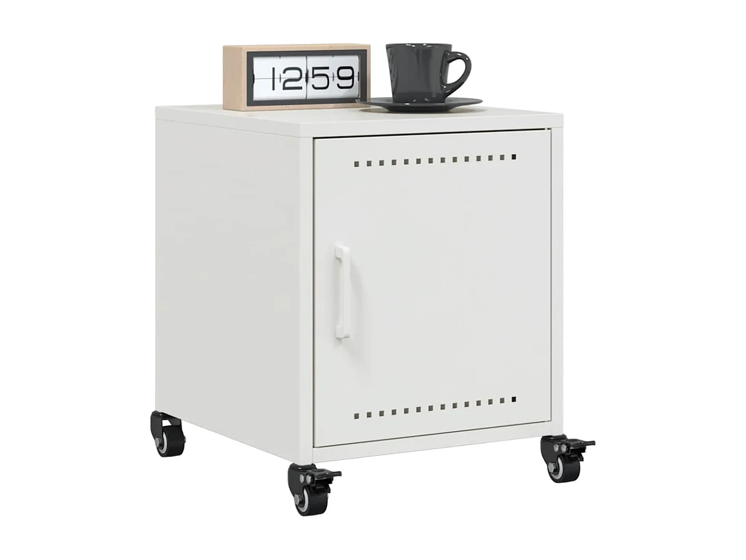 Table de chevet blanc 36x39x43,5 cm acier