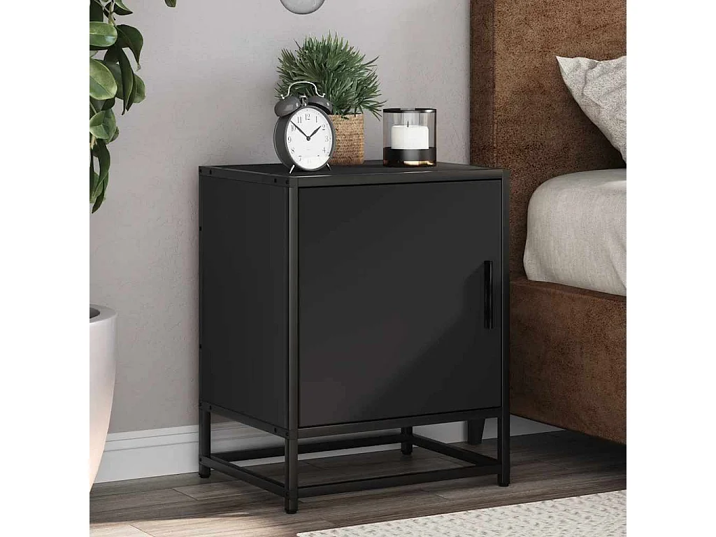 Nachtkastjes 2 st 40x31x50 cm bewerkt hout en metaal zwart