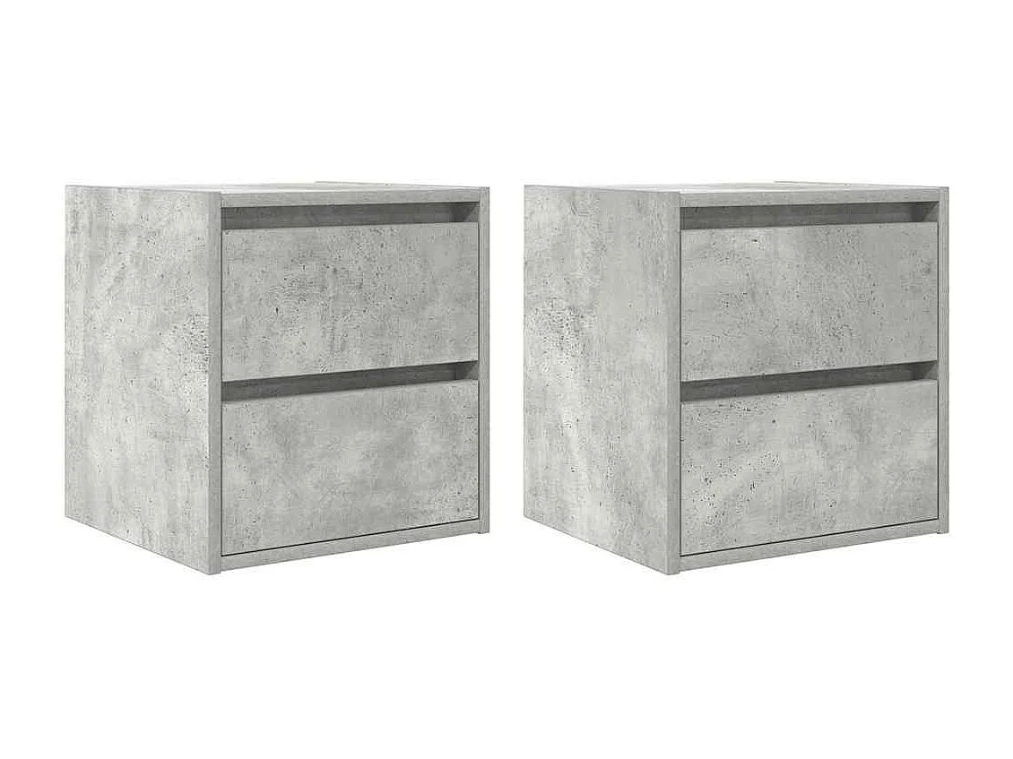 Tables de chevet murales 2 pièces gris béton 38x34x40 cm