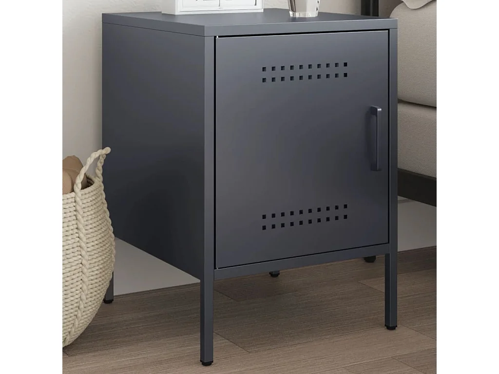 Table de chevet anthracite 36x39x50,5 cm acier