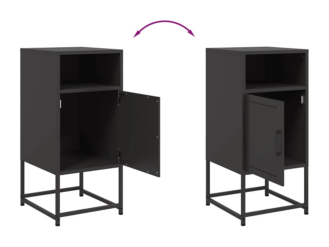 Table de chevet noir 36x39x78 cm acier