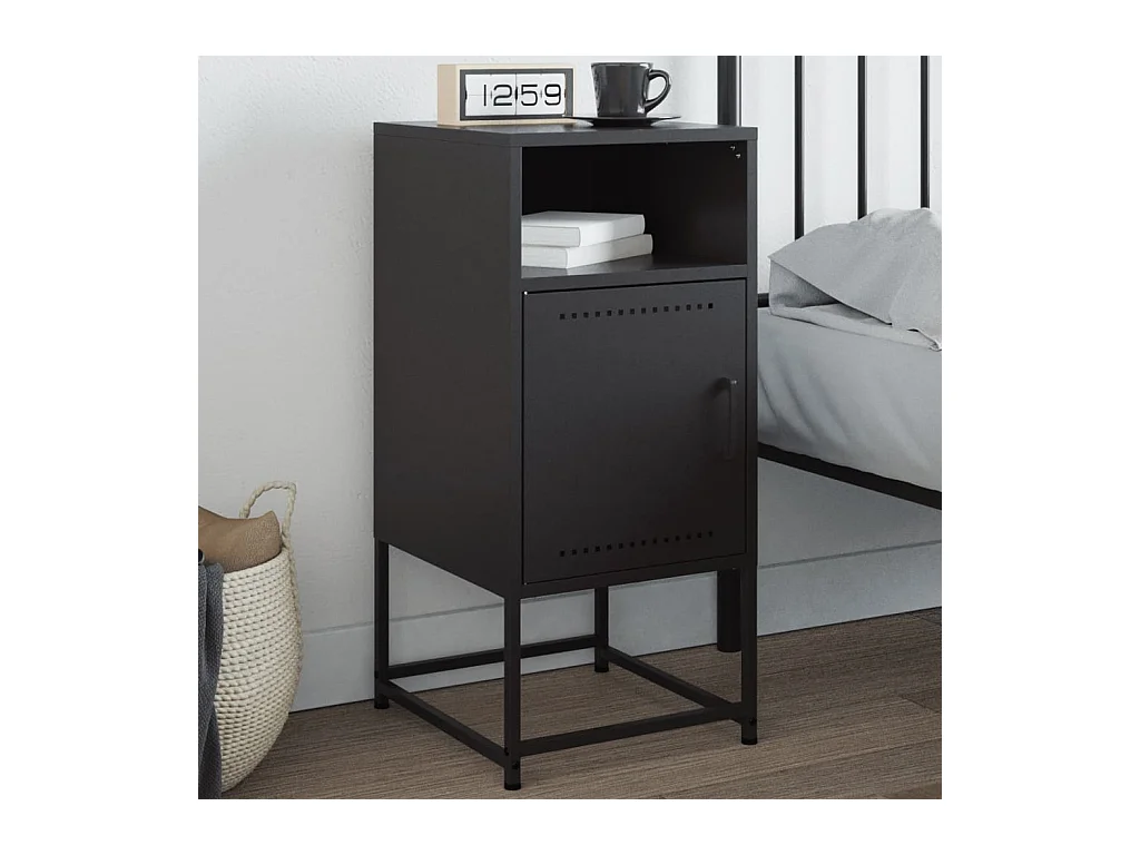 Table de chevet noir 36x39x78 cm acier