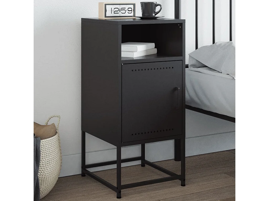 Table de chevet noir 36x39x78 cm acier
