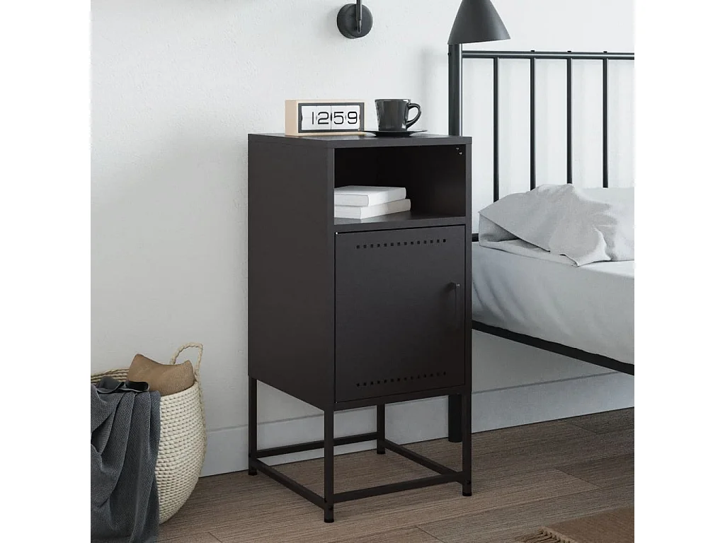 Table de chevet noir 36x39x78 cm acier