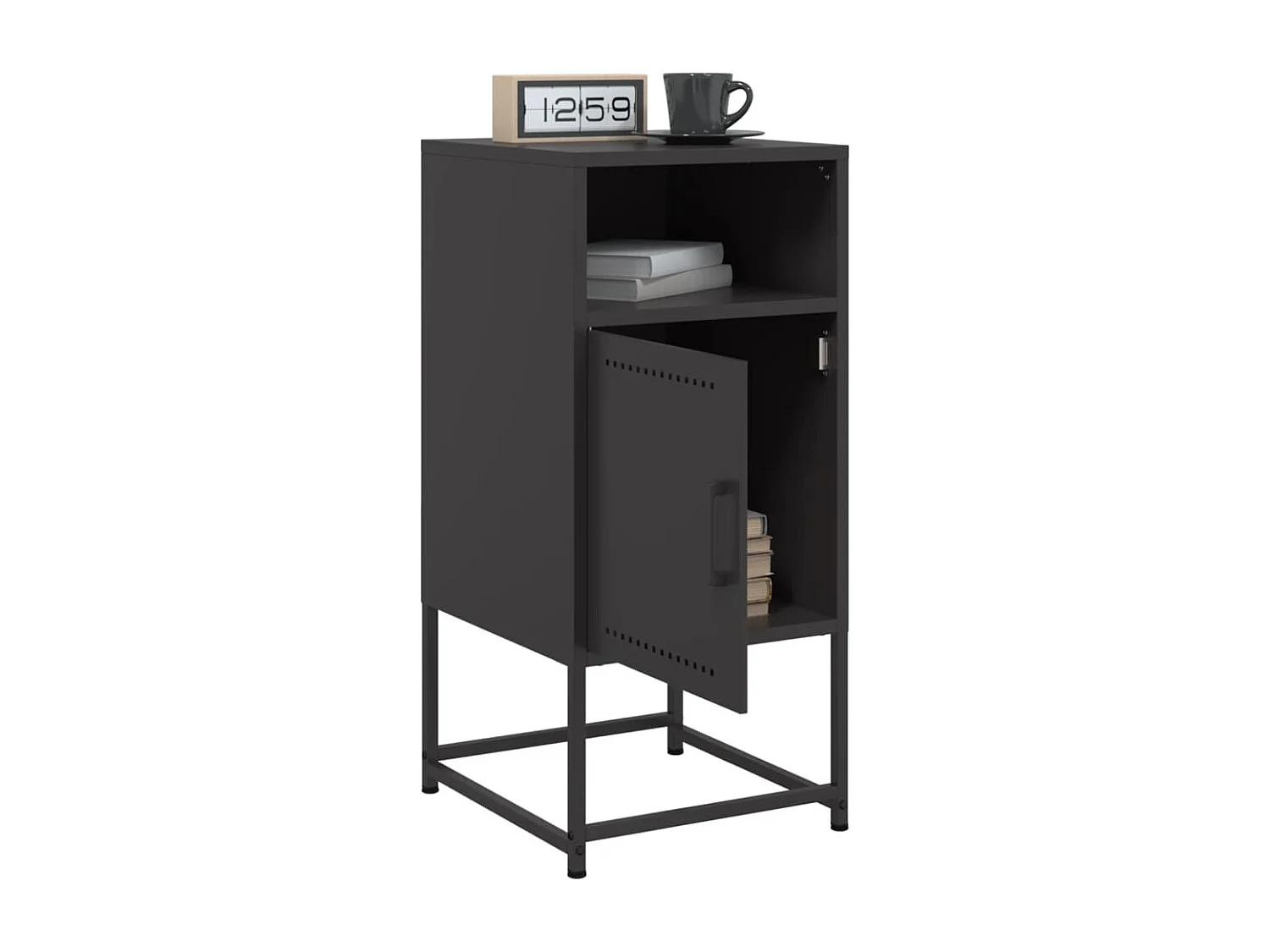 Table de chevet noir 36x39x78 cm acier