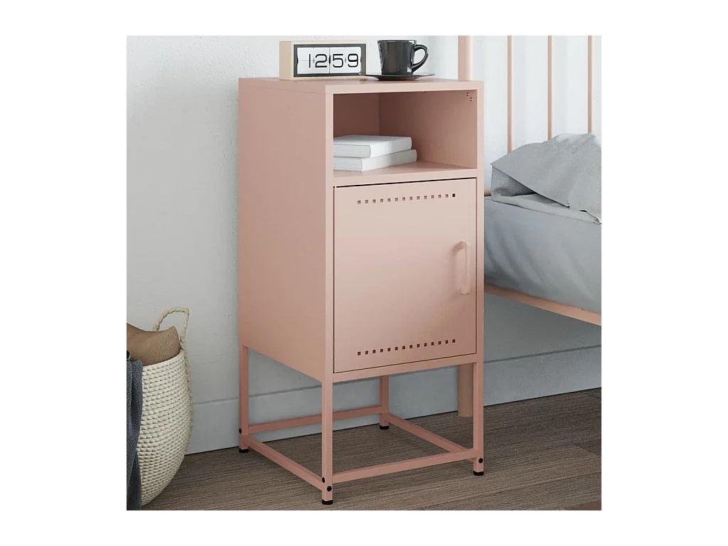 Table de chevet rose 36x39x78 cm acier