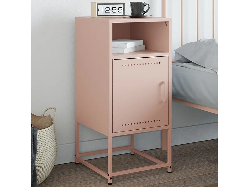 Table de chevet rose 36x39x78 cm acier