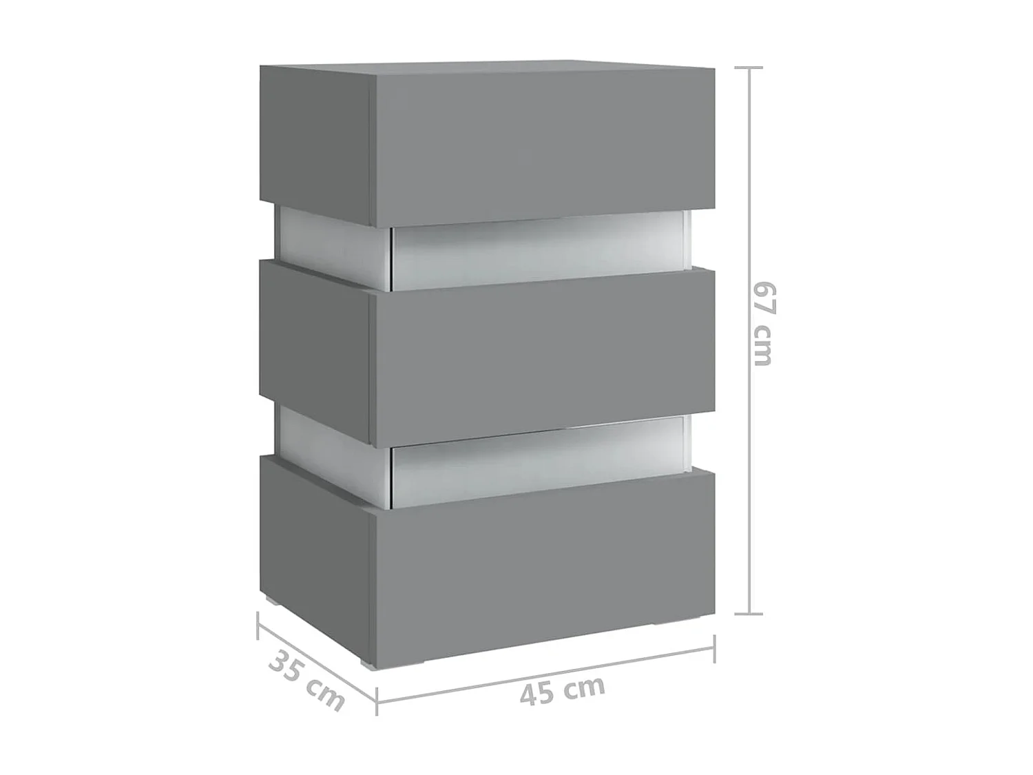 Mesita de noche luz LED madera de ingeniería gris 45x35x67 cm