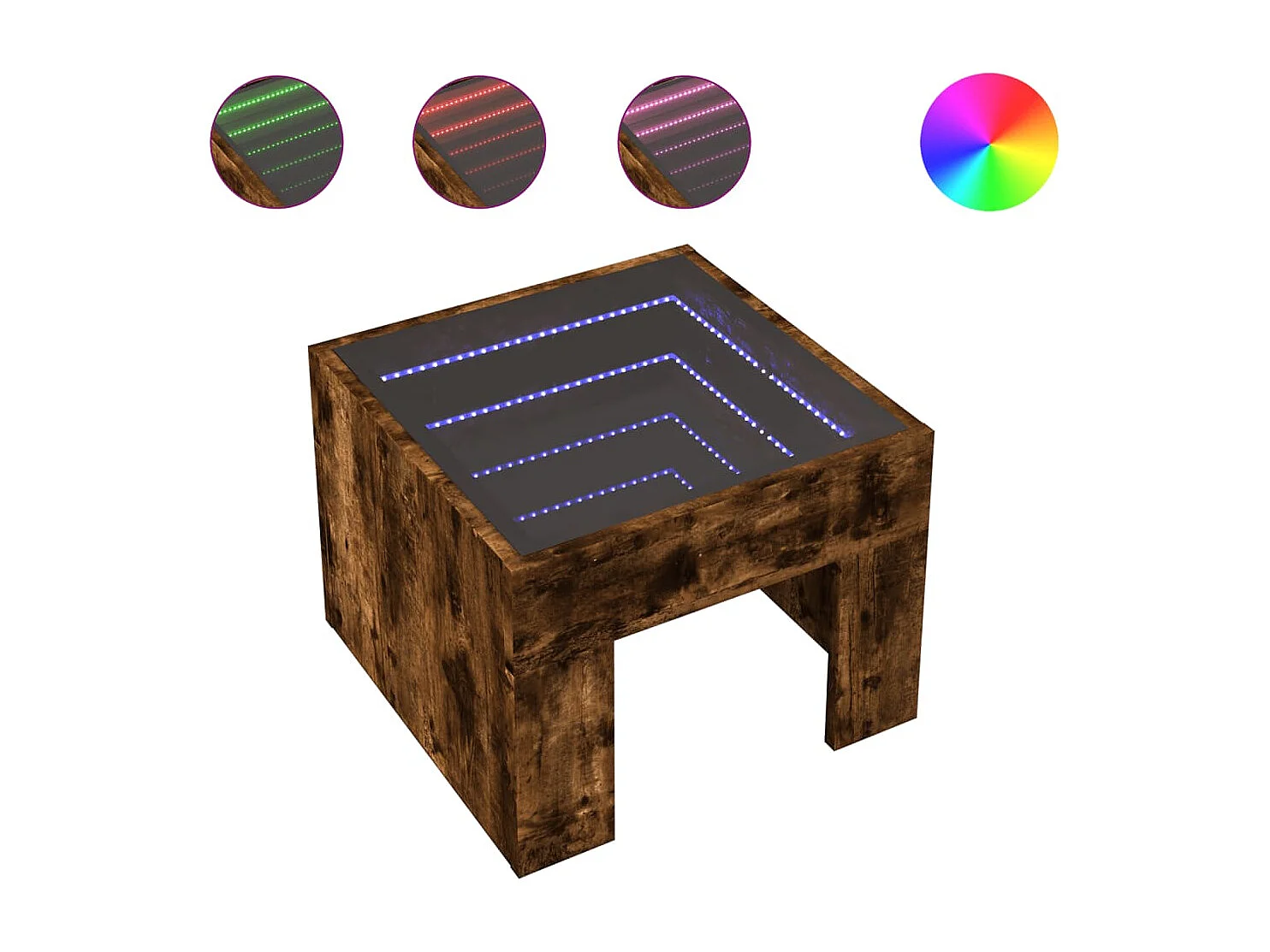 Mesa de cabeceira com LED Infinity 40x40x30 cm carvalho fumado