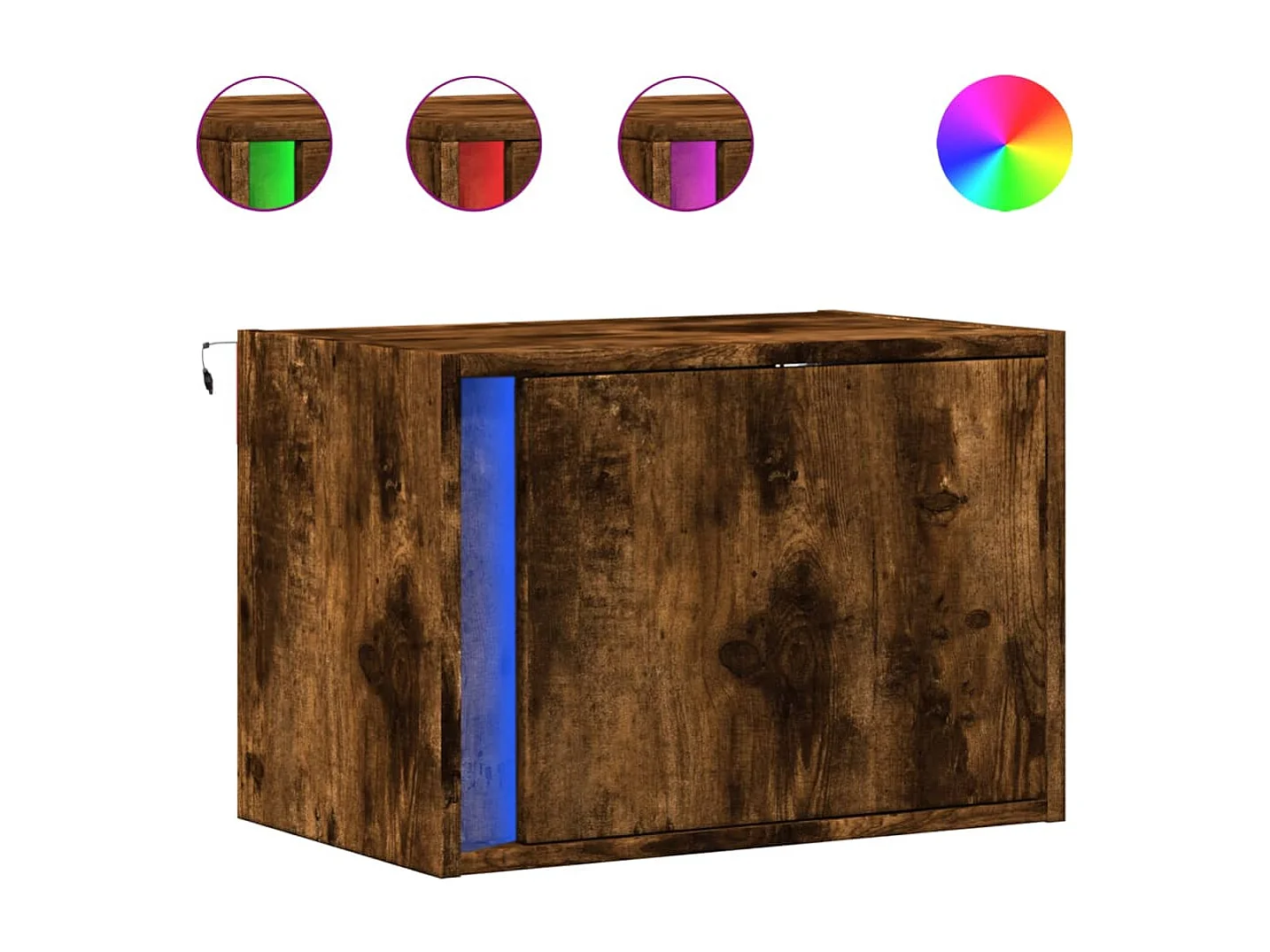 Tables de chevet murales avec lumières LED 2 pièces chêne fumé