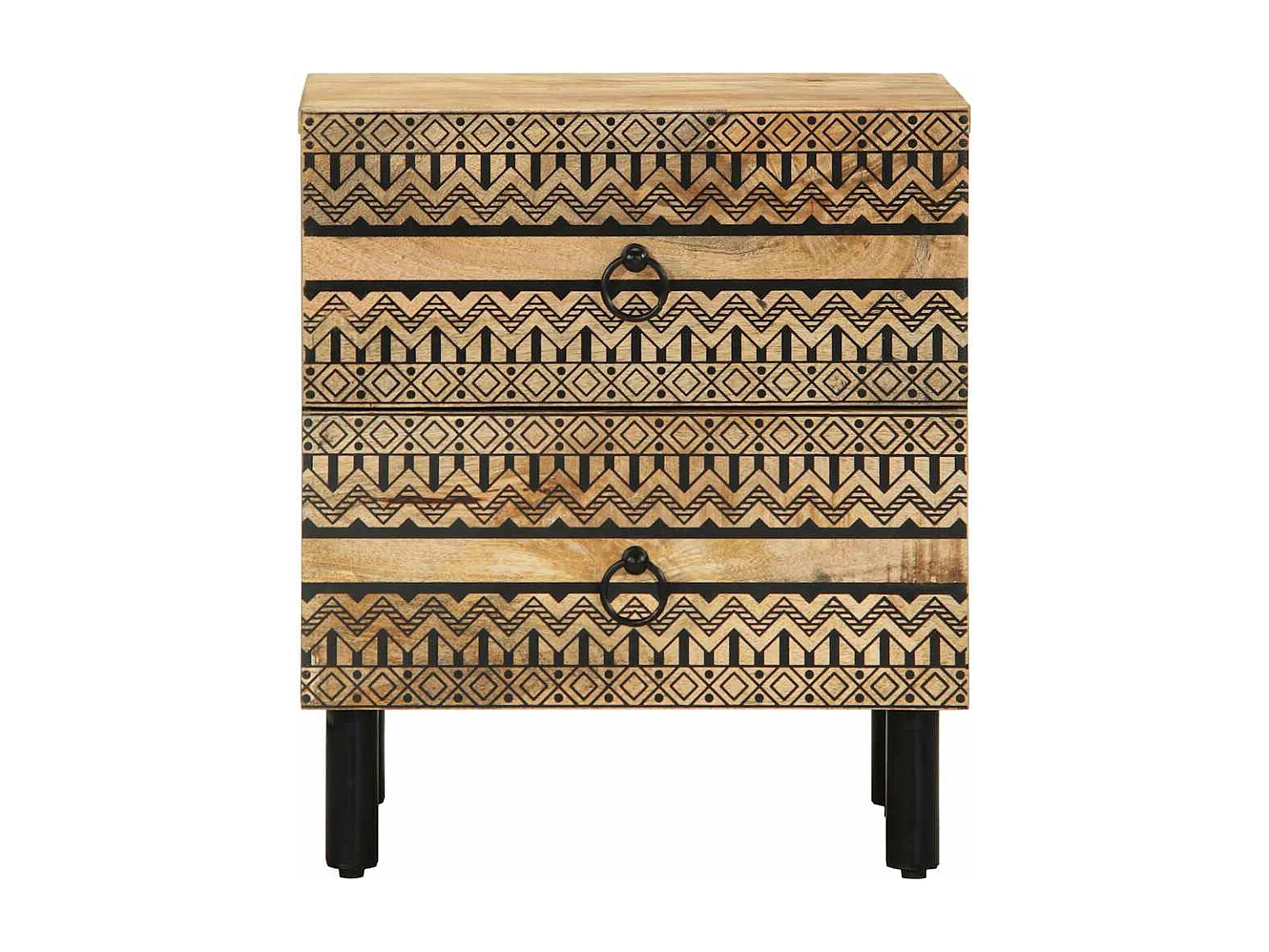 Table de chevet noir 40x33,5x46 cm bois de manguier massif brut