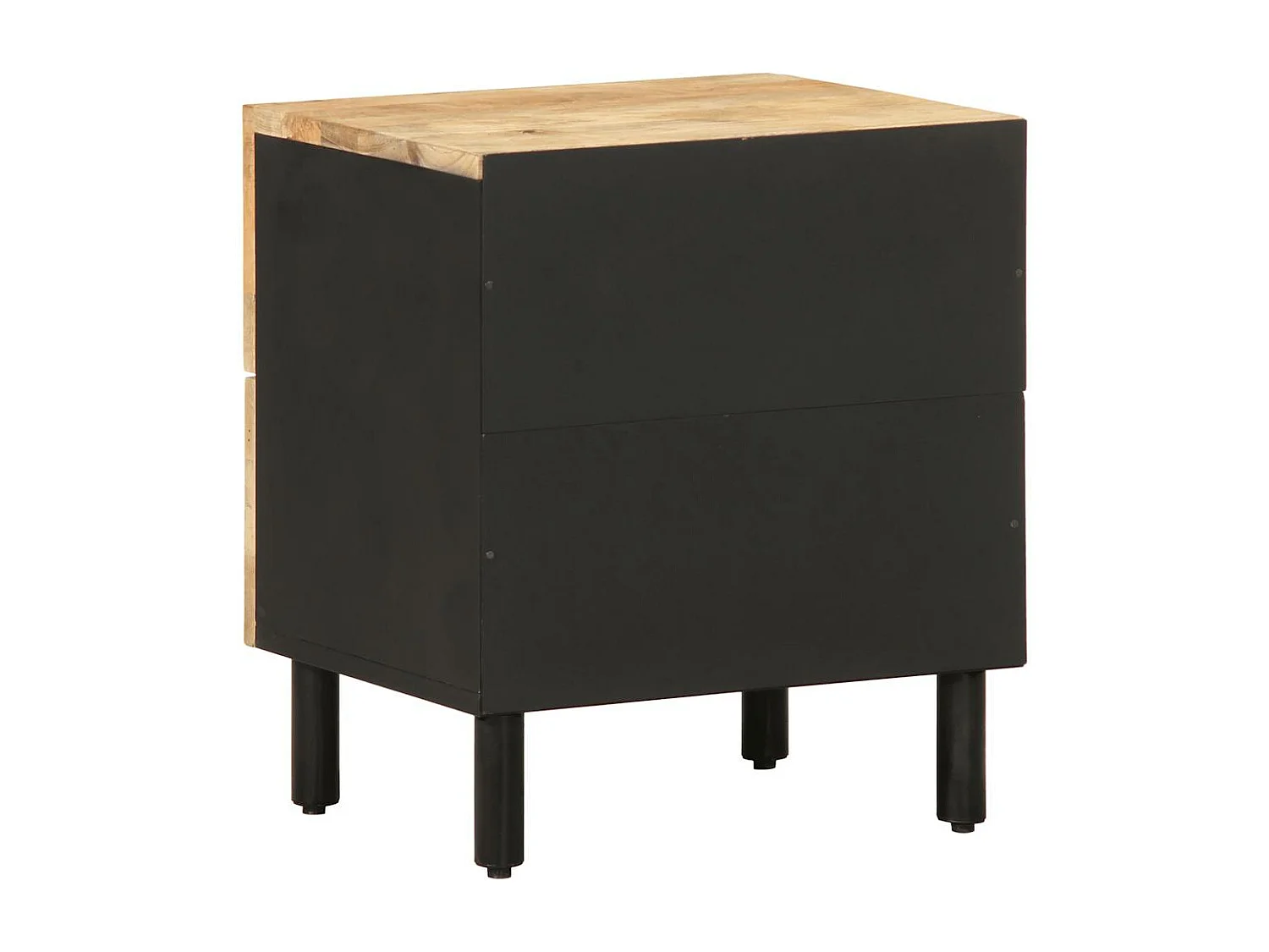 Mesita de noche madera maciza mango rugosa negro 40x33,5x46 cm