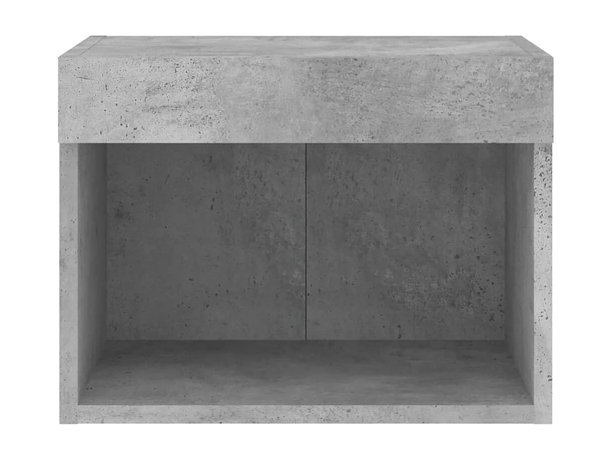 Tables de chevet murales avec lumières LED 2 pièces gris béton
