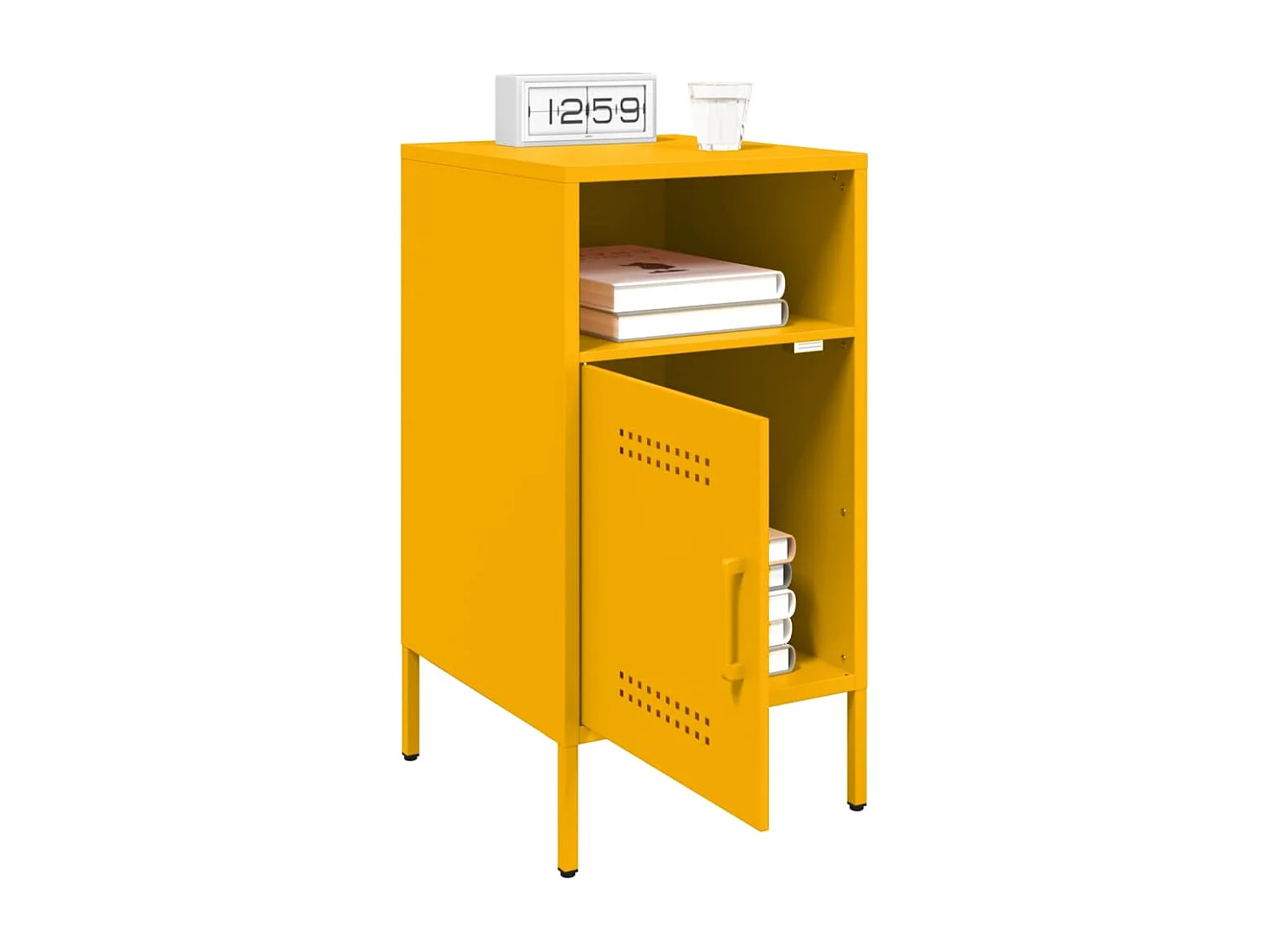 Table de chevet jaune moutarde 36x39x68 cm acier laminé à froid