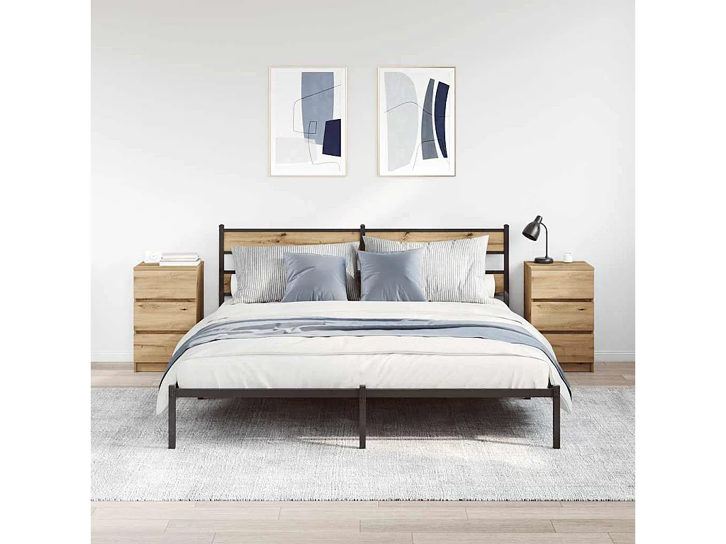 Tables de chevet 3 tiroirs 2 pièces chêne artisanal 39x35x65 cm