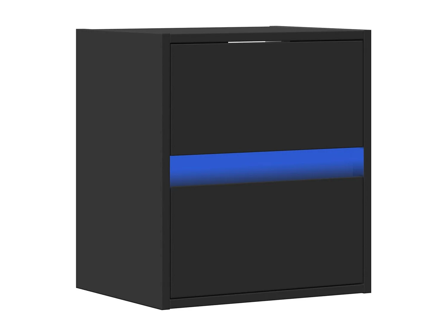 Nachtkastjes met LED's 2 st wandgemonteerd zwart