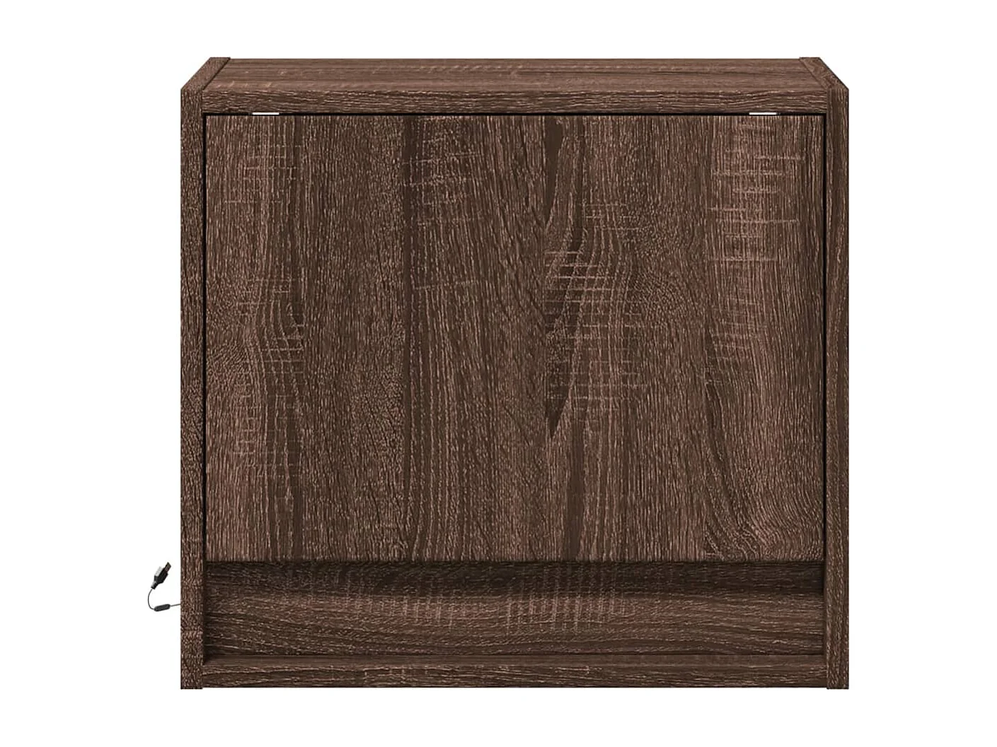 Mesa de cabeceira de parede com luzes LED carvalho castanho