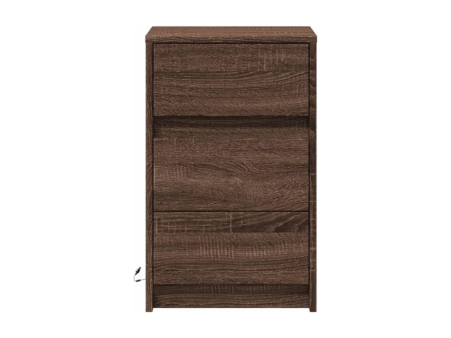 Table de chevet et lumières LED chêne marron bois ingénierie