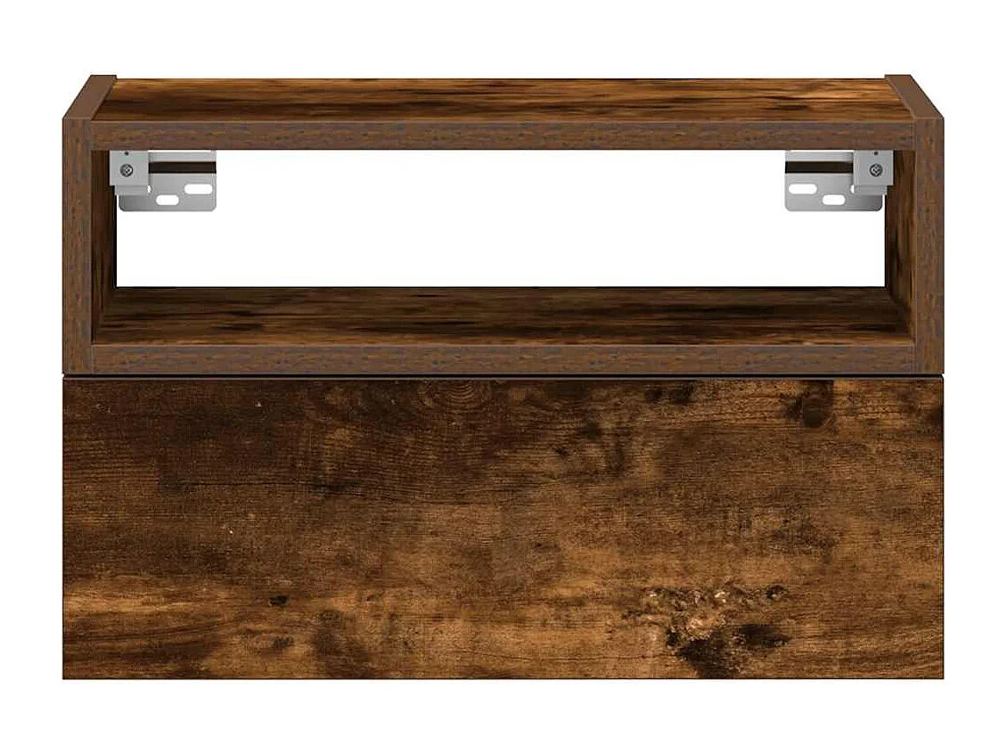 Table de chevet murale chêne fumé 45x26x28,5 cm