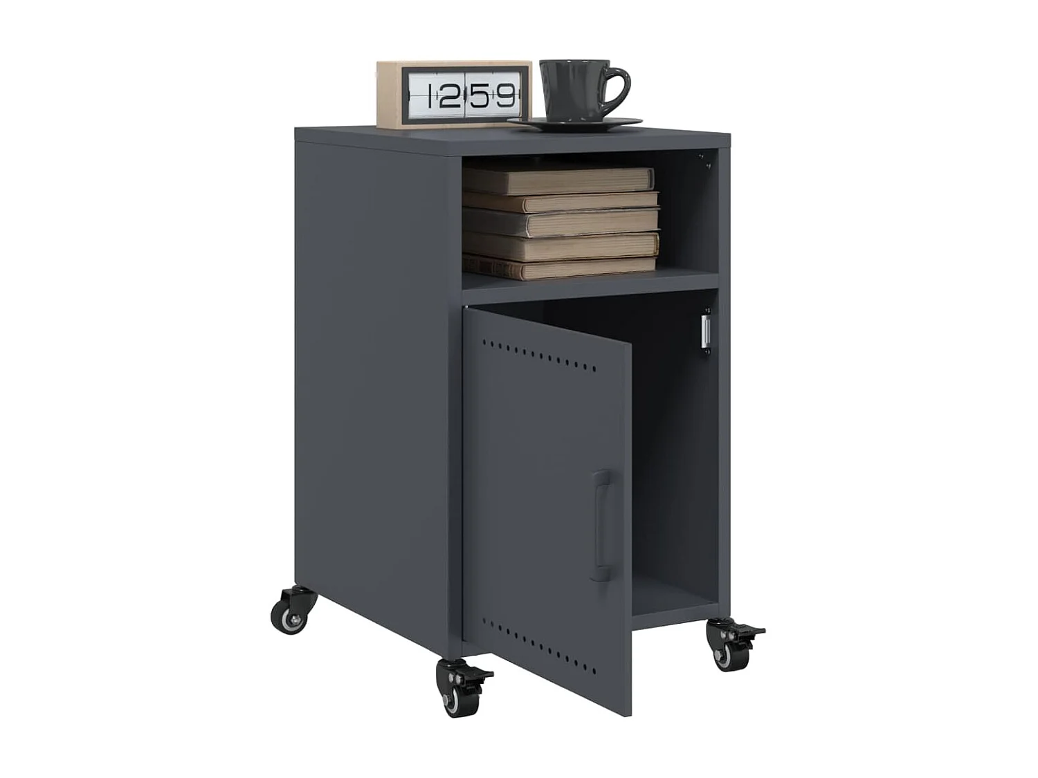 Table de chevet anthracite 36x39x59 cm acier