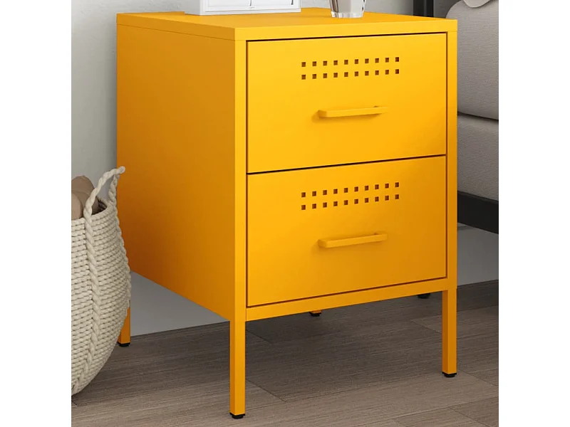 Table de chevet jaune moutarde 36x39x50,5 cm acier