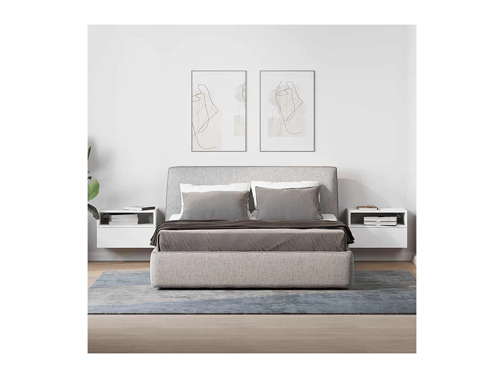 Tables de chevet murales 2 pièces blanc 45x26x28,5 cm