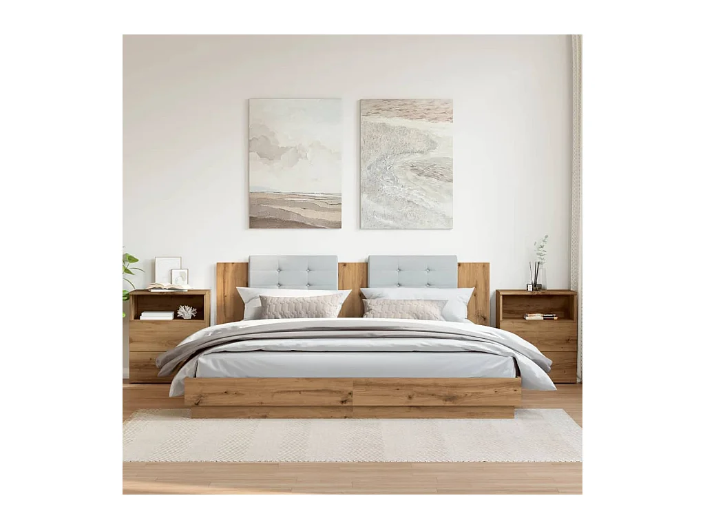 Tables de chevet 2 pièces chêne artisanal bois d'ingénierie