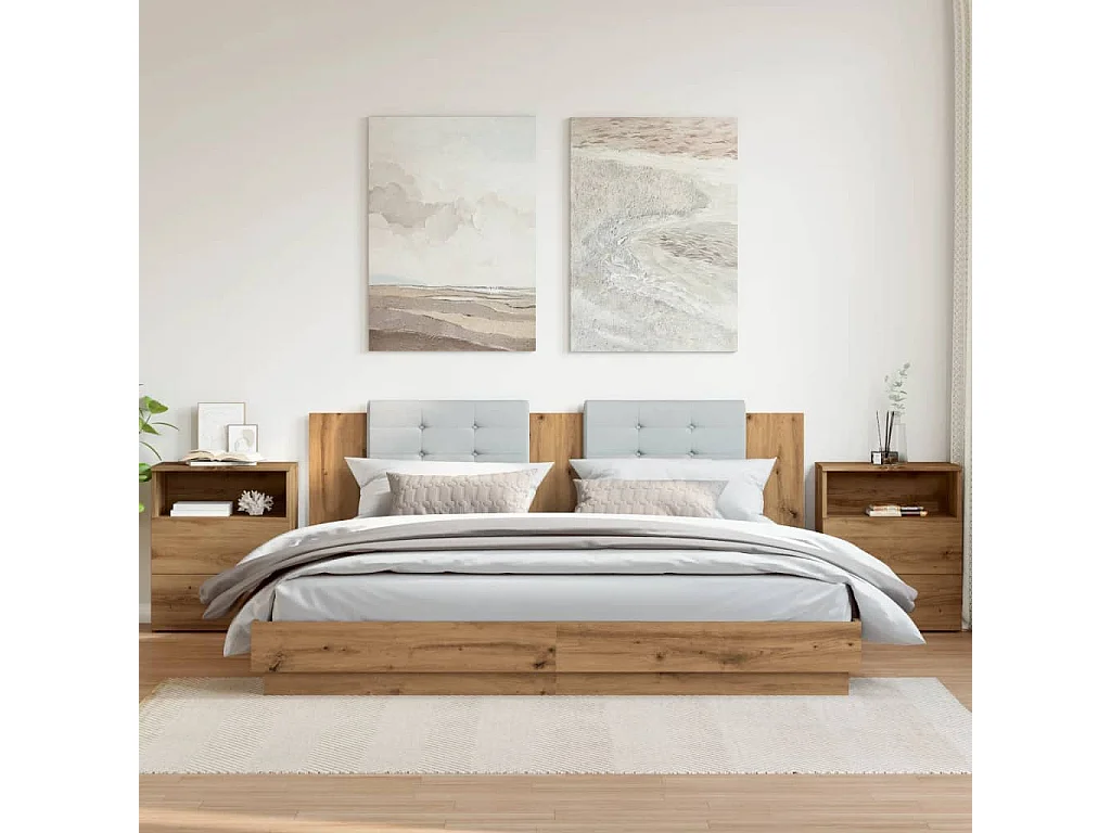 Mesitas noche 2 unidades madera ingeniería roble artisan 50x32x60 cm