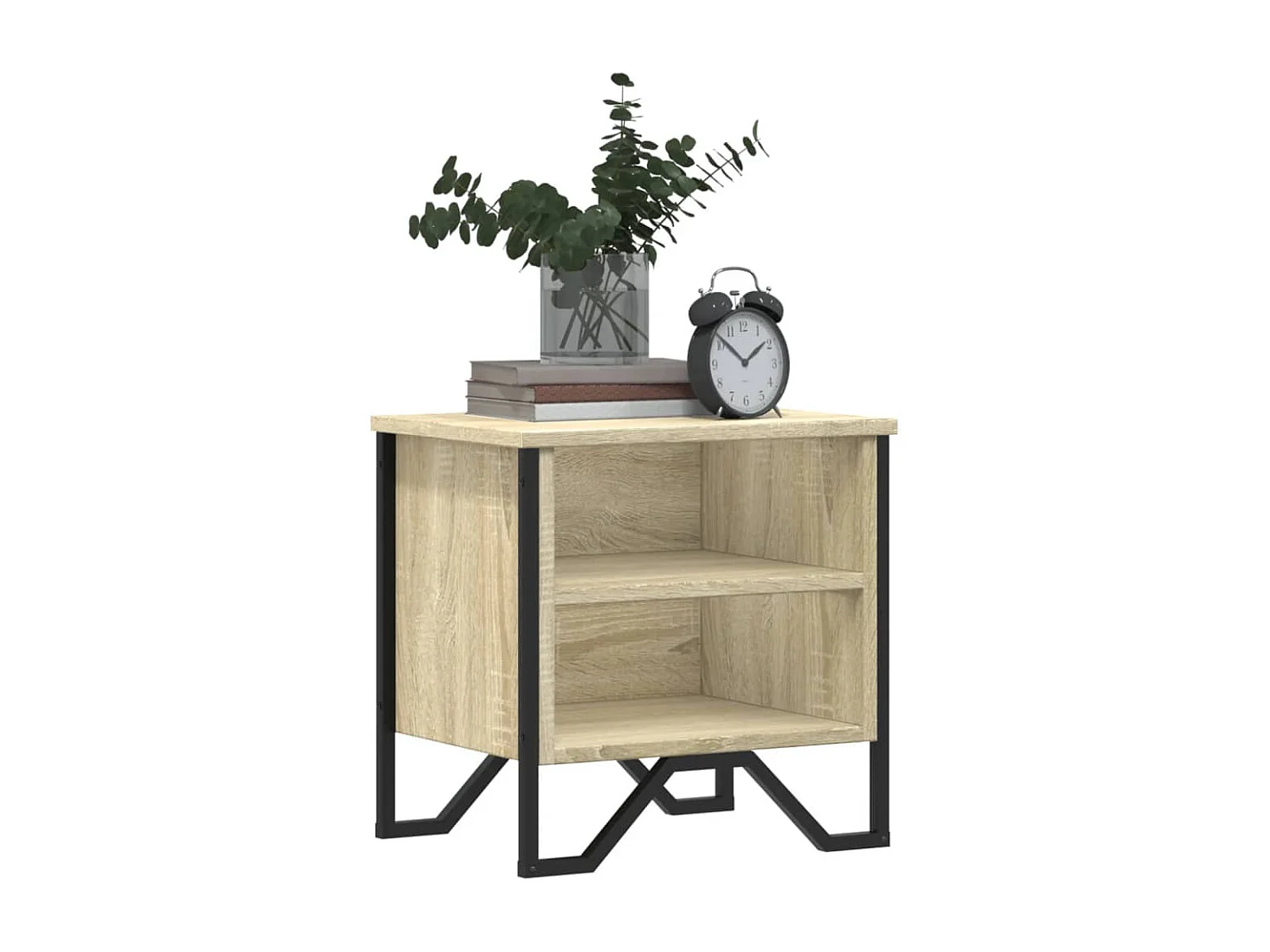 Mesita de noche madera contrachapada color roble 40x30x40 cm