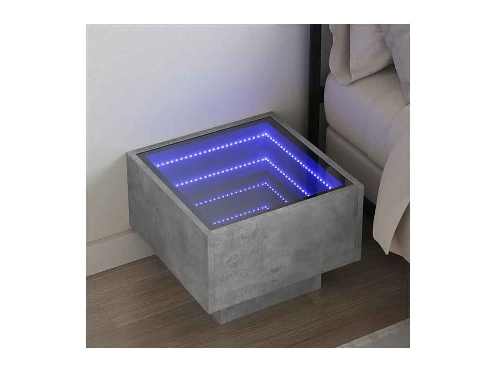 Mesita de noche con Infinity LED gris hormigón 40x40x30 cm