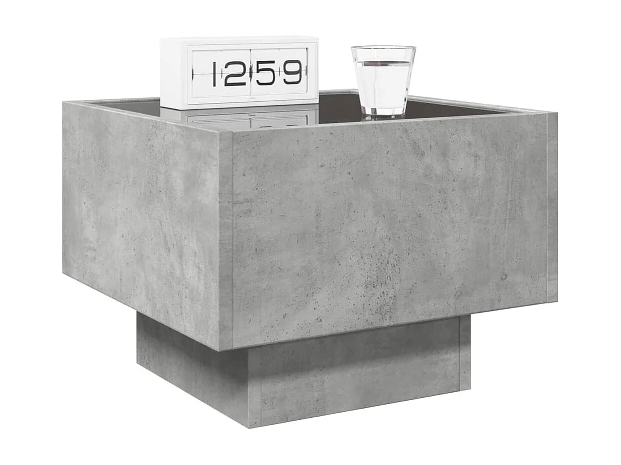 Table de chevet avec LED infini gris béton 40x40x30 cm